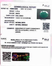 5.79/CT Natural Panna Stone with Govt. Lab Certificate (3441)